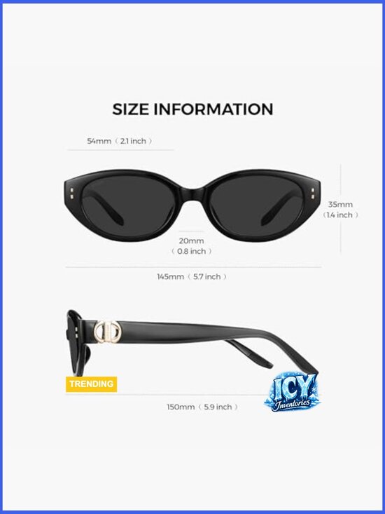 Vintage Narrow Cat-Eye Polarized Sunglasses for Women Men, TR90